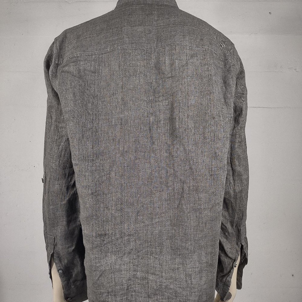 Murano Baird McNutt gray 100% Linen long sleeve button front shirt ladies Medium - Picture 5 of 8